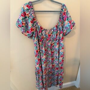 Lost + Wander Summer Floral Print Puff Sleeve Midi Dress